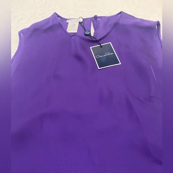 Oscar de la Renta Silk Hi Low Tunic Blouse - Picture 9 of 12